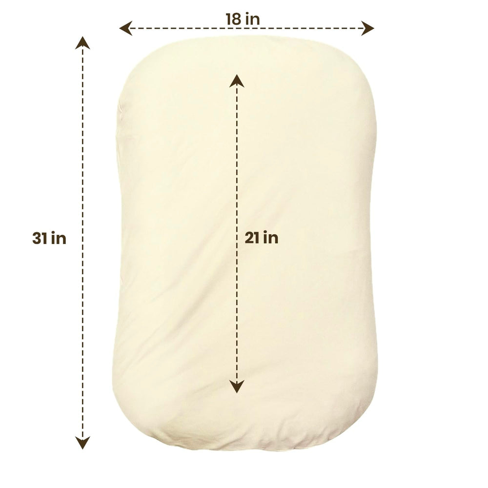 Aila + Aiden baby lounger cream baby tummy time view demonstrates gentle support