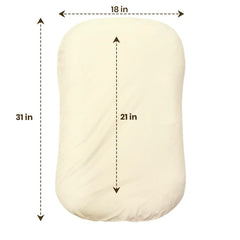 Aila + Aiden baby lounger cream baby tummy time view demonstrates gentle support