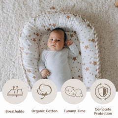 Aila+Aiden Baby Lounger in use during tummy time for gentle play.