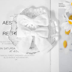 Aileam pack of 2 white velvet bows for coordinated outfits