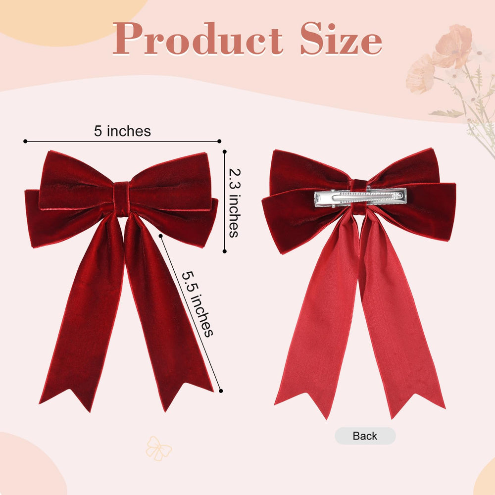 Aileam velvet bows worn in hair demonstrating secure alligator clip