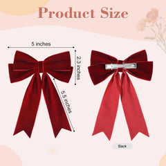 Aileam velvet bows worn in hair demonstrating secure alligator clip