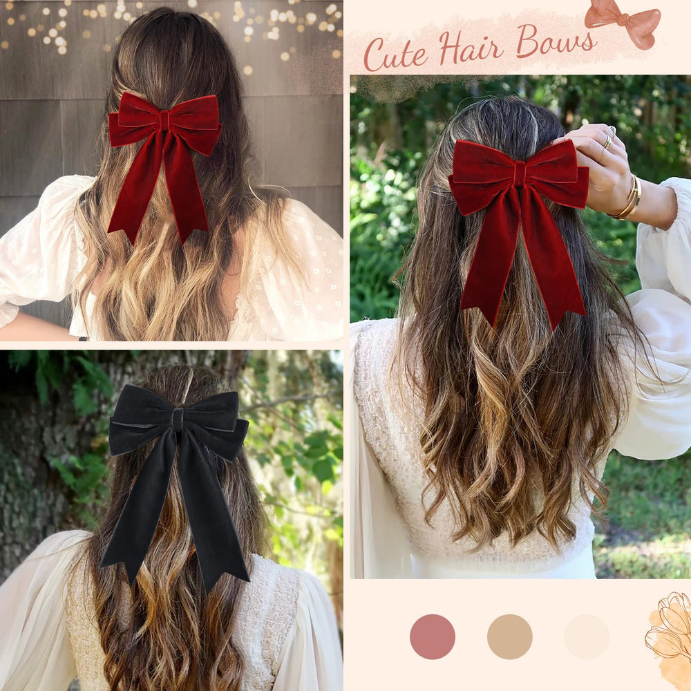 Aileam velvet bows two-pack display for kids and teens outfits