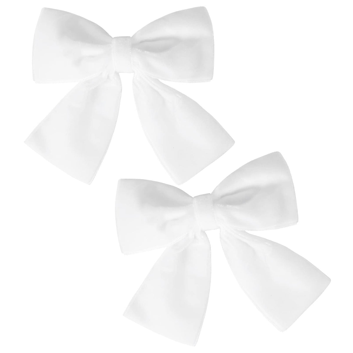Aileam white velvet bow clip close-up showing soft fabric and 4-inch size
