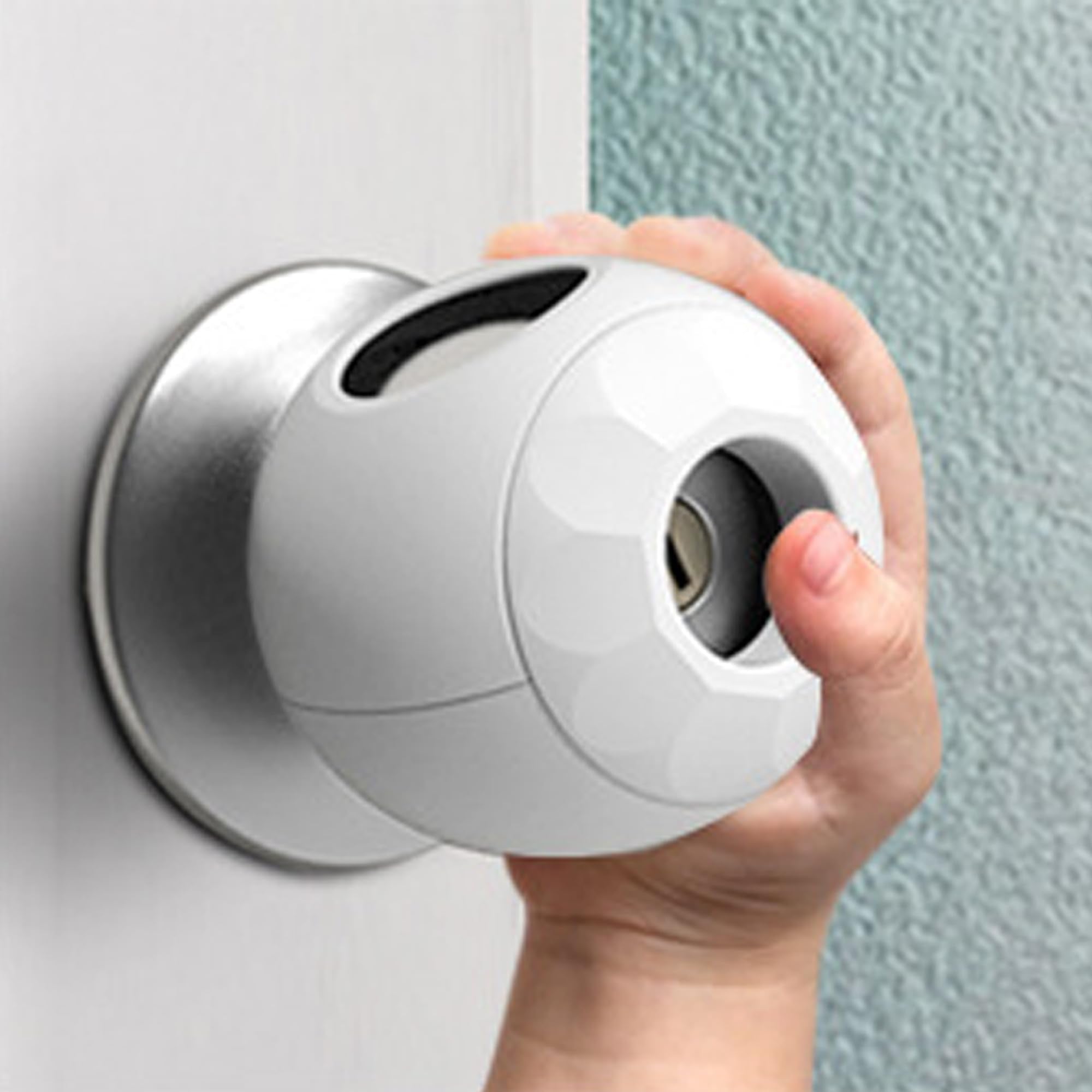 AILUOQI door knob cover on a door for child safety and simple access control.