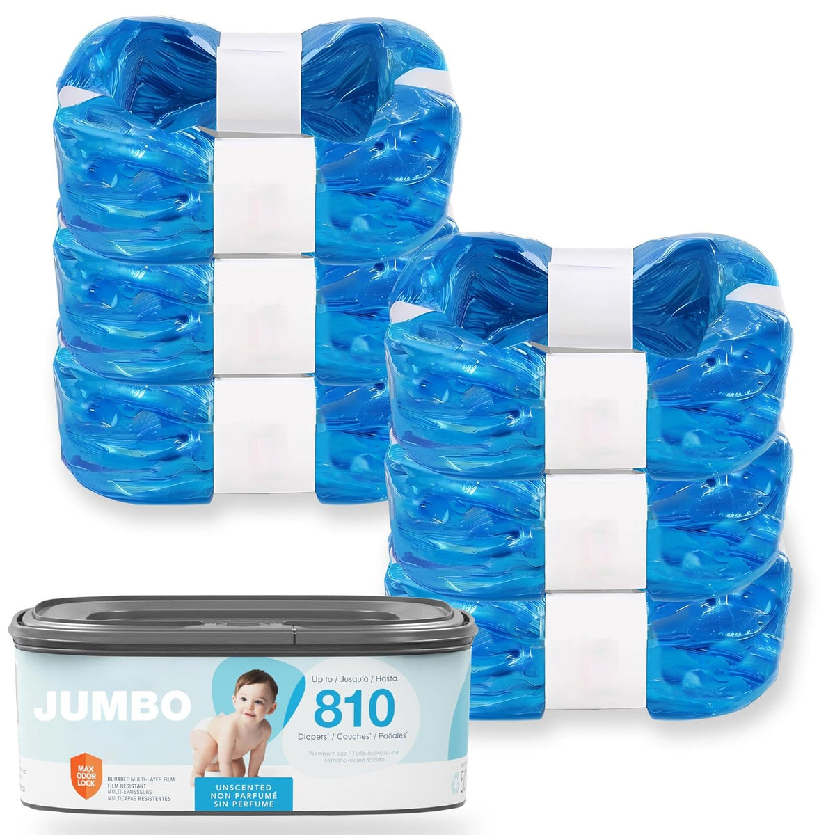 AIMIDODO diaper-pail-refill for Classic/Compact/Select enables easy diaper disposal.