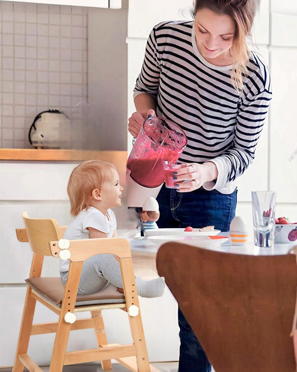 AIMOADO wooden high chair dining-use view for meals and study