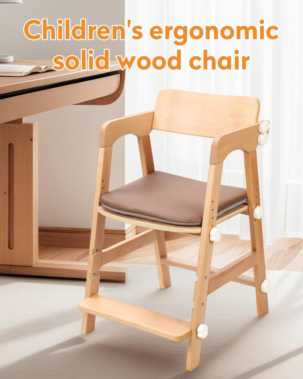 AIMOADO wooden high chair non-slip feet view for secure flooring grip