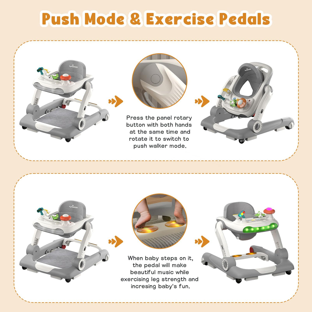 Aimsnk 5in1 baby walker seat area showcases breathable fabric and comfy seating
