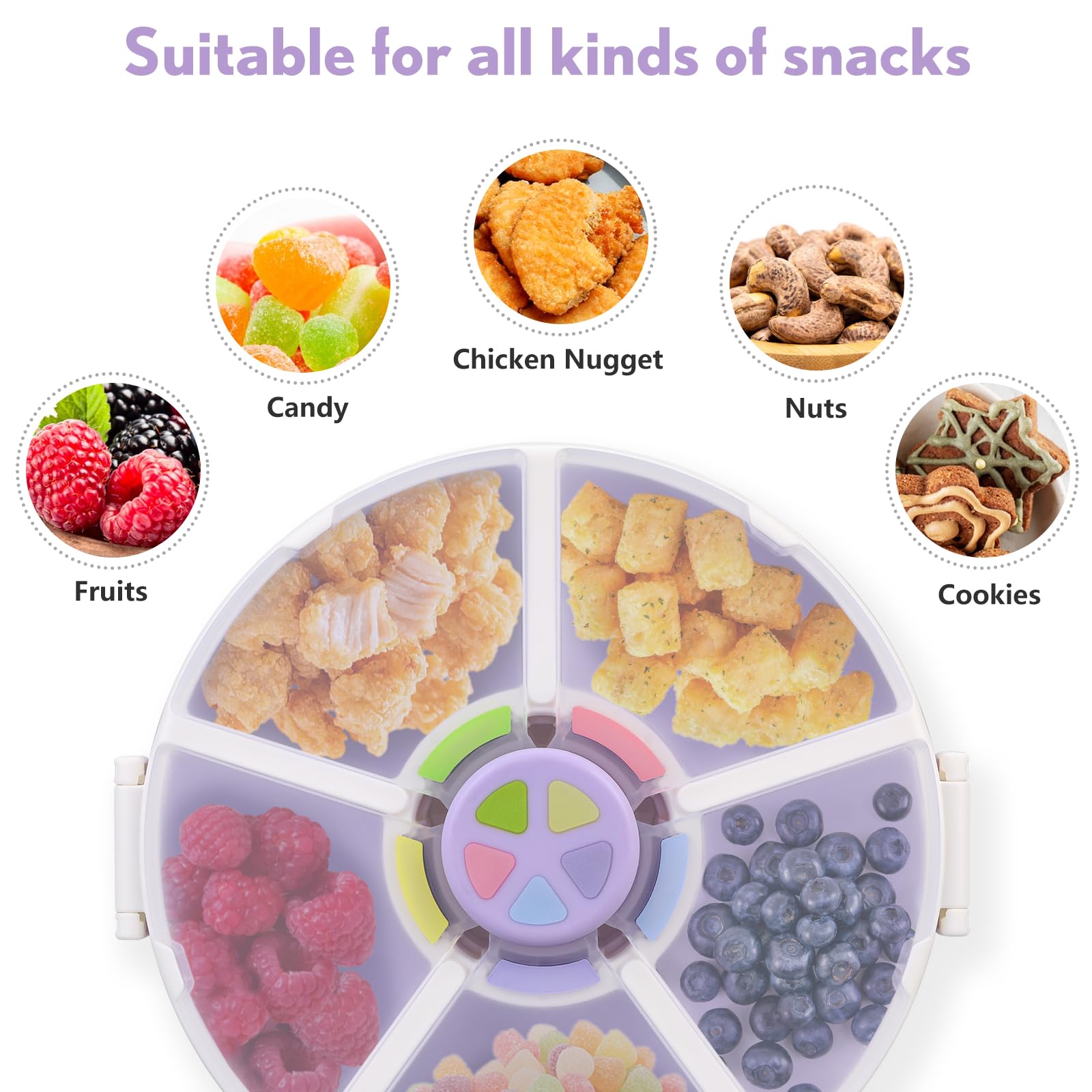 Aimsnk Kids snack spinner interactive button to engage kids during snack time.