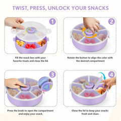 Aimsnk Kids snack spinner clear container highlights portioned meals.