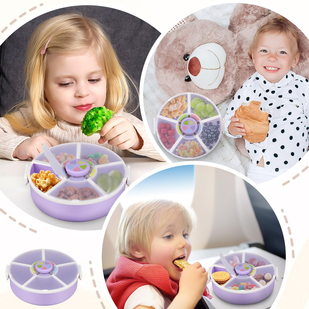 Aimsnk Kids snack spinner compact 6.5-inch diameter fits toddler portions.