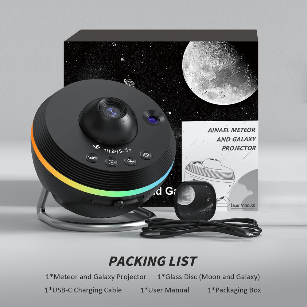 Ainael Galaxy Projector ambient-light-mode creates a soothing study or sleep backdrop.