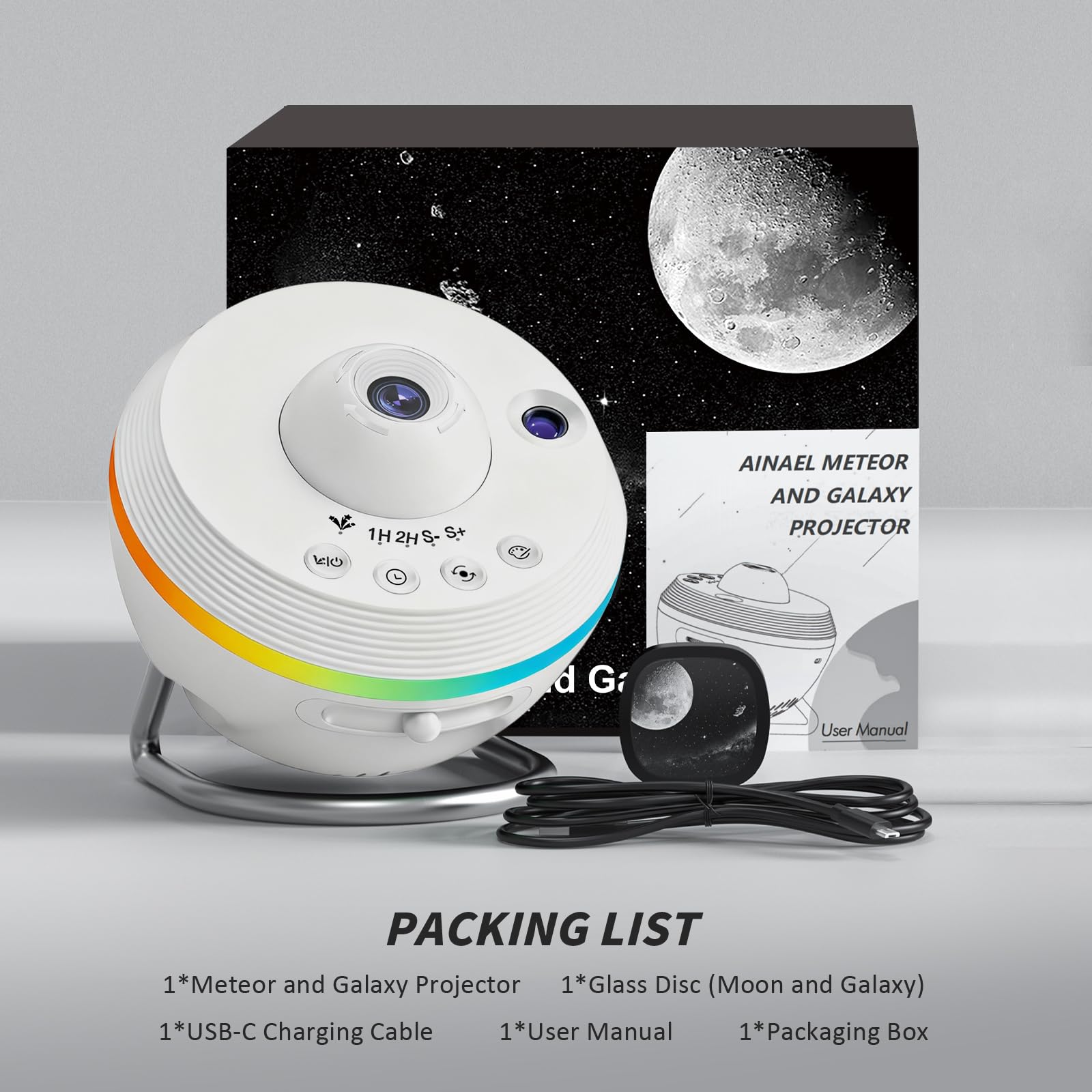 Ainael Galaxy Projector ambient light creates calming atmosphere.