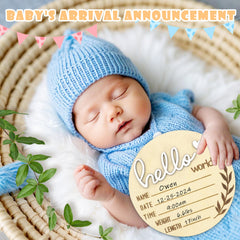 AINBIN birth statistics engraved wooden sign showcases name and date for keepsake displays.