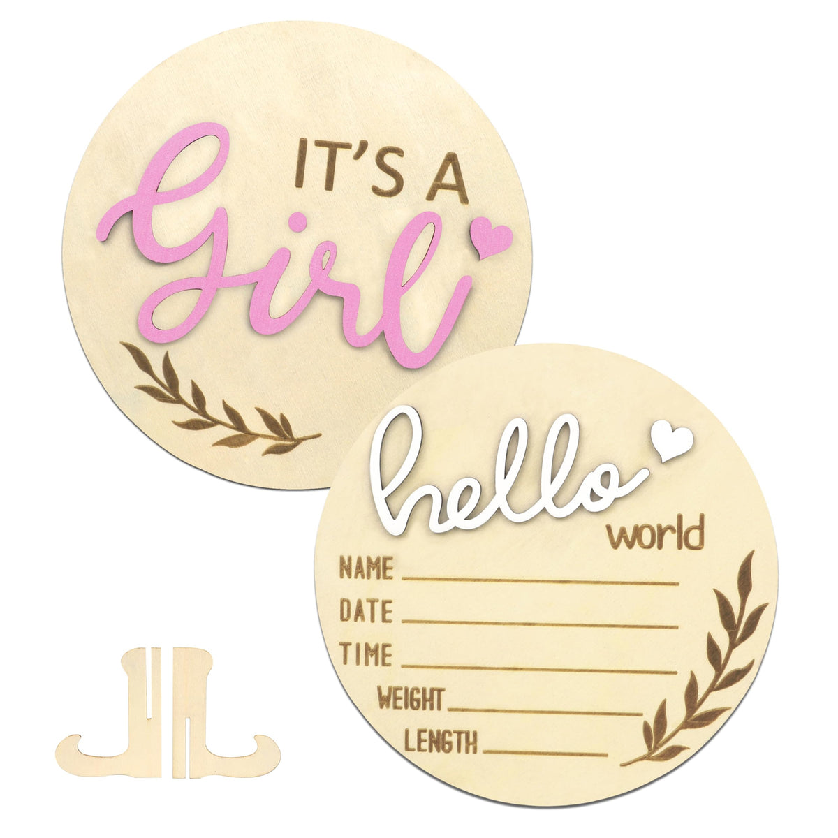 AINBIN Its a Girl wooden sign for newborn photos and gender reveals.