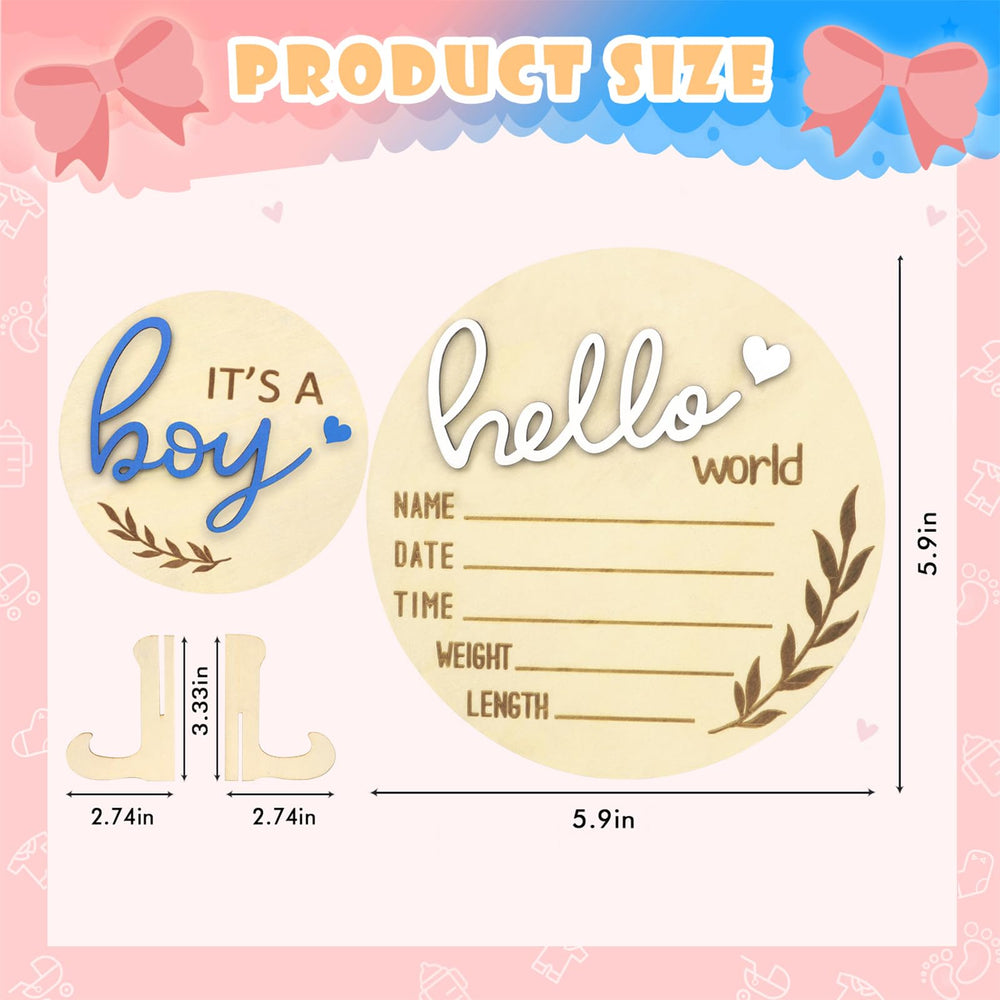 AINBIN Photo prop for baby shower with wooden hello world sign