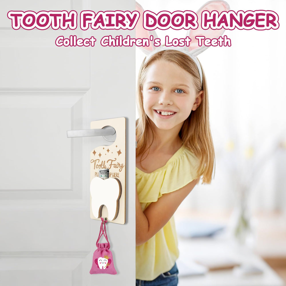 AINBIN Burlap pouch from the Tooth Fairy kit protects and treasures lost teeth