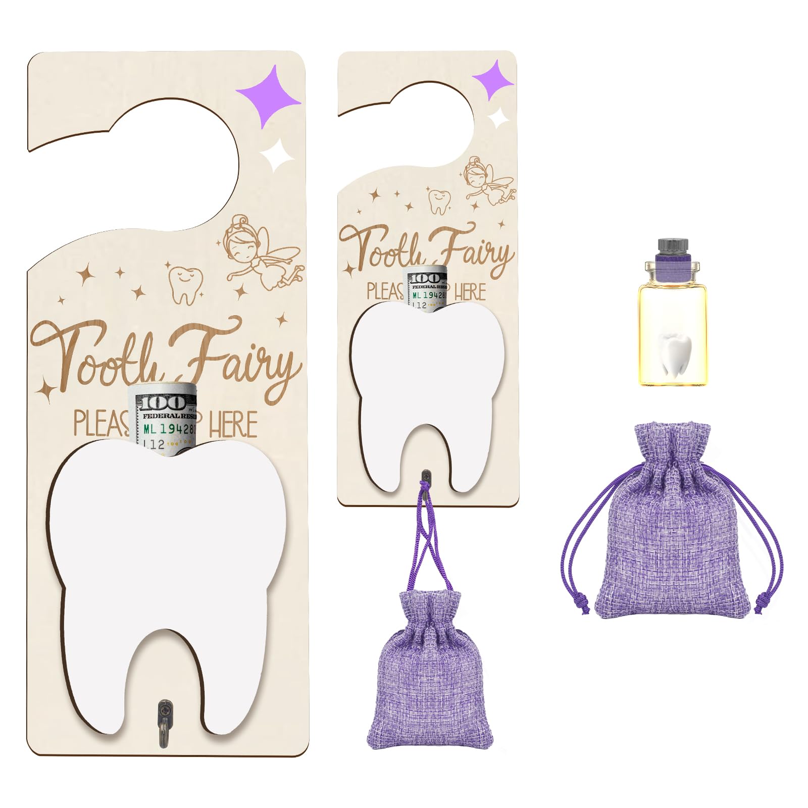 AINBIN Tooth Fairy Door Hanger in purple showing charming design for magical rituals.