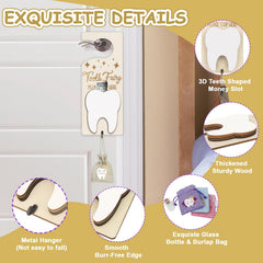 AINBIN Tooth Fairy Holder Set Closeup reveals natural wood and durable craftsmanship