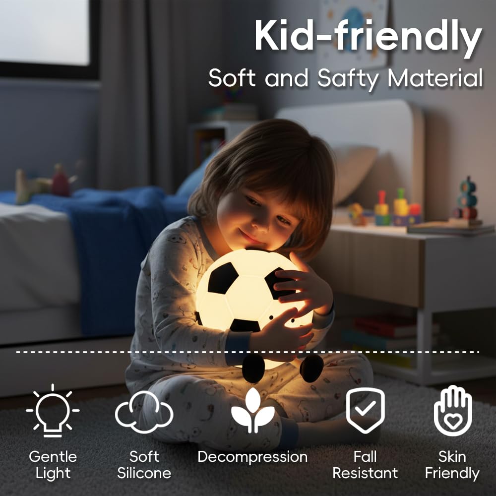 AINEEU nursery decor soccer light adds playful ambient glow in kids' rooms.
