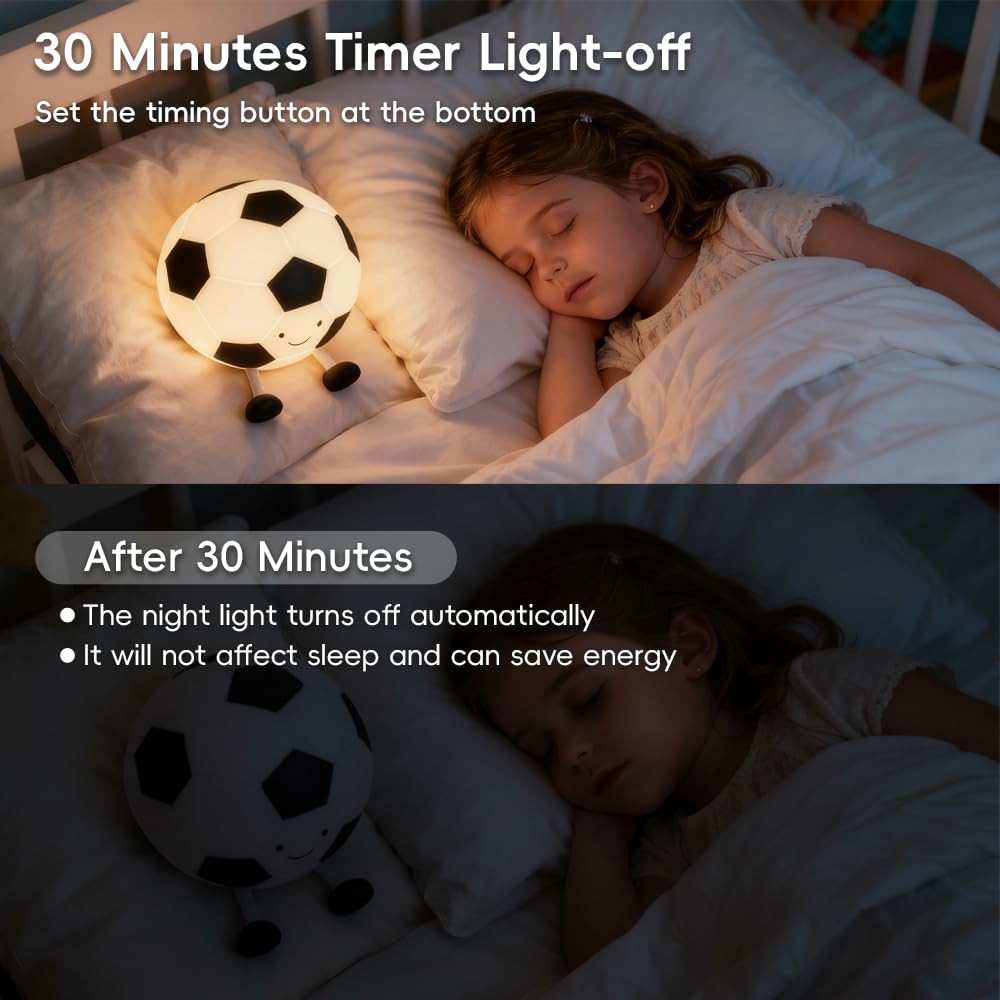 AINEEU rechargeable soccer night light keeps rooms lit for hours after charging.