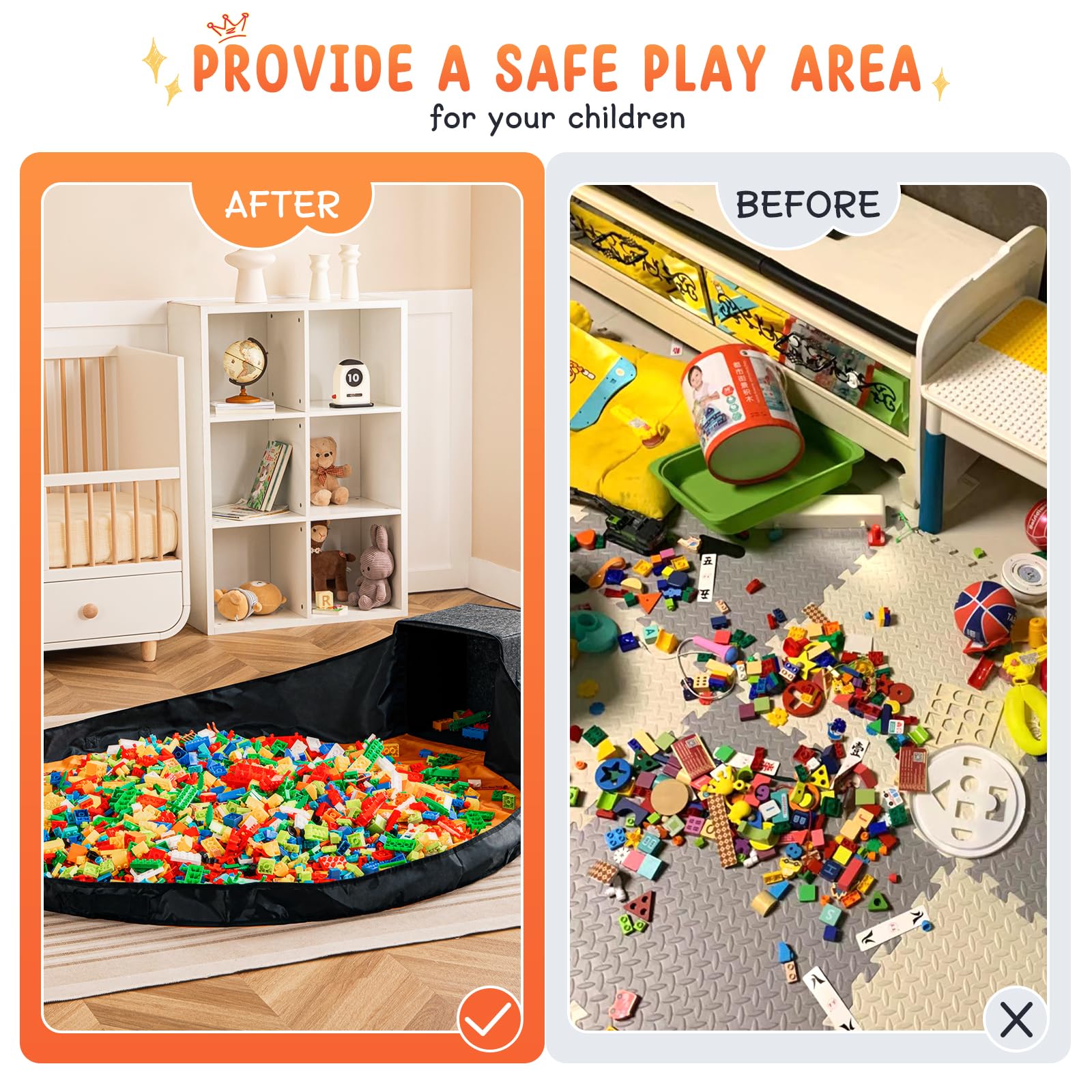 AINIYNM box with dual zipper lid securely containing toys