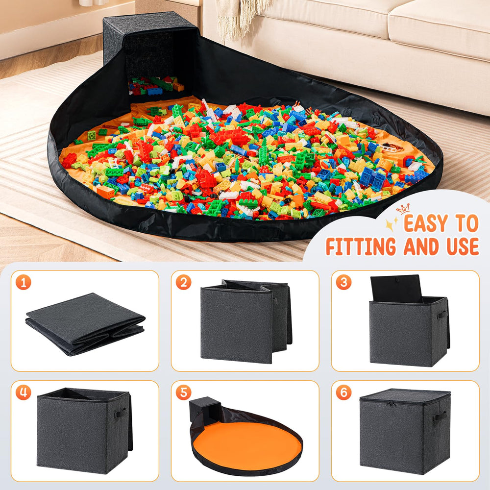 AINIYNM toy storage box with play mat attached for quick cleanup