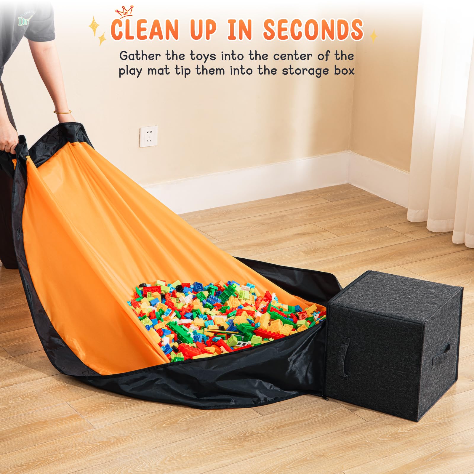 AINIYNM box hosting toys showcasing its spacious capacity