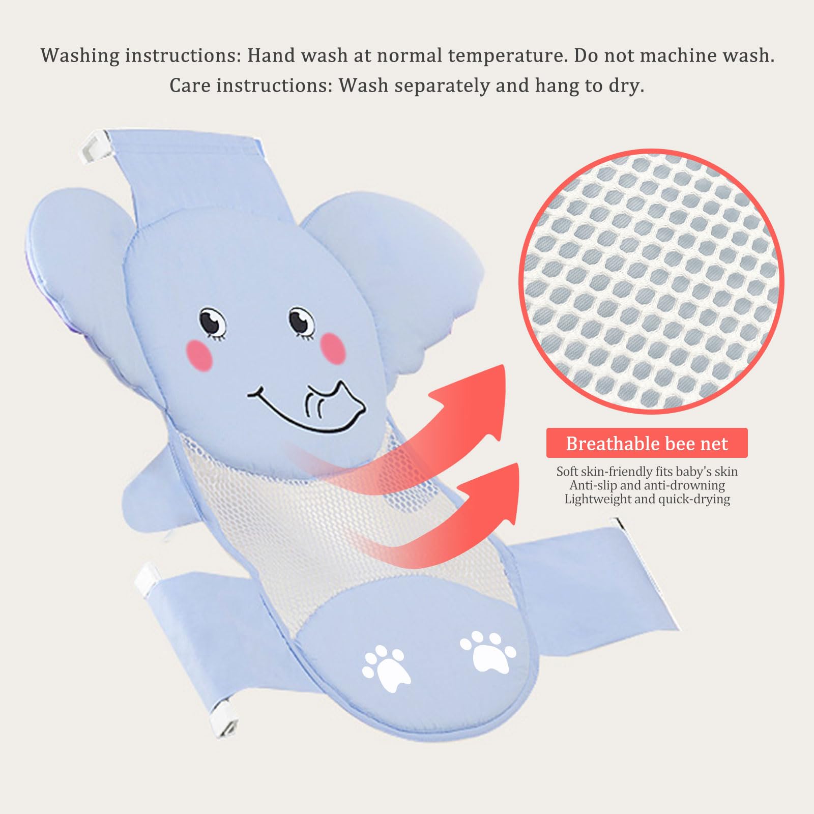 AIR&TREE Bath Seat Net anti-slip system with three handles for stability