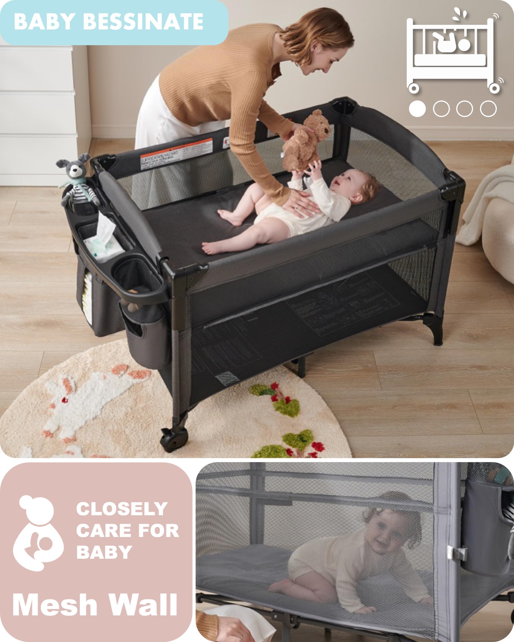 AirClub 360-degree breathable mesh walls with clear parental view.
