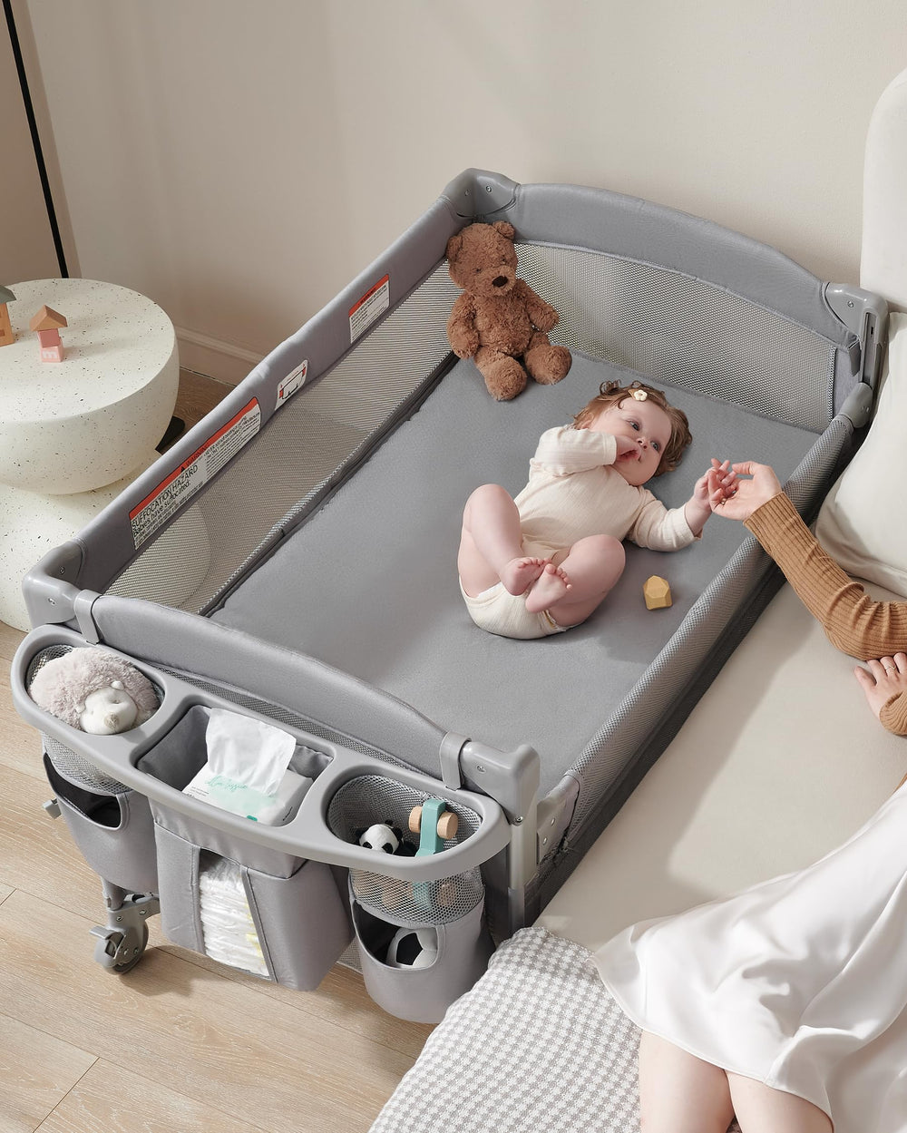 AirClub 4-in-1 bassinet bedside sleeper for convenient nighttime access