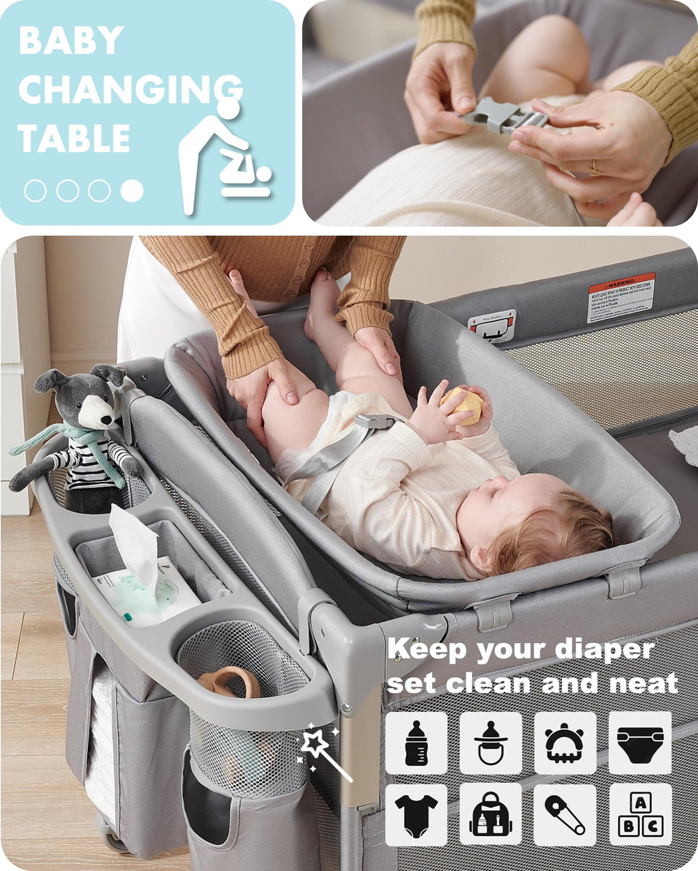 AirClub bassinet-playard combo offers safe sleeping and play space