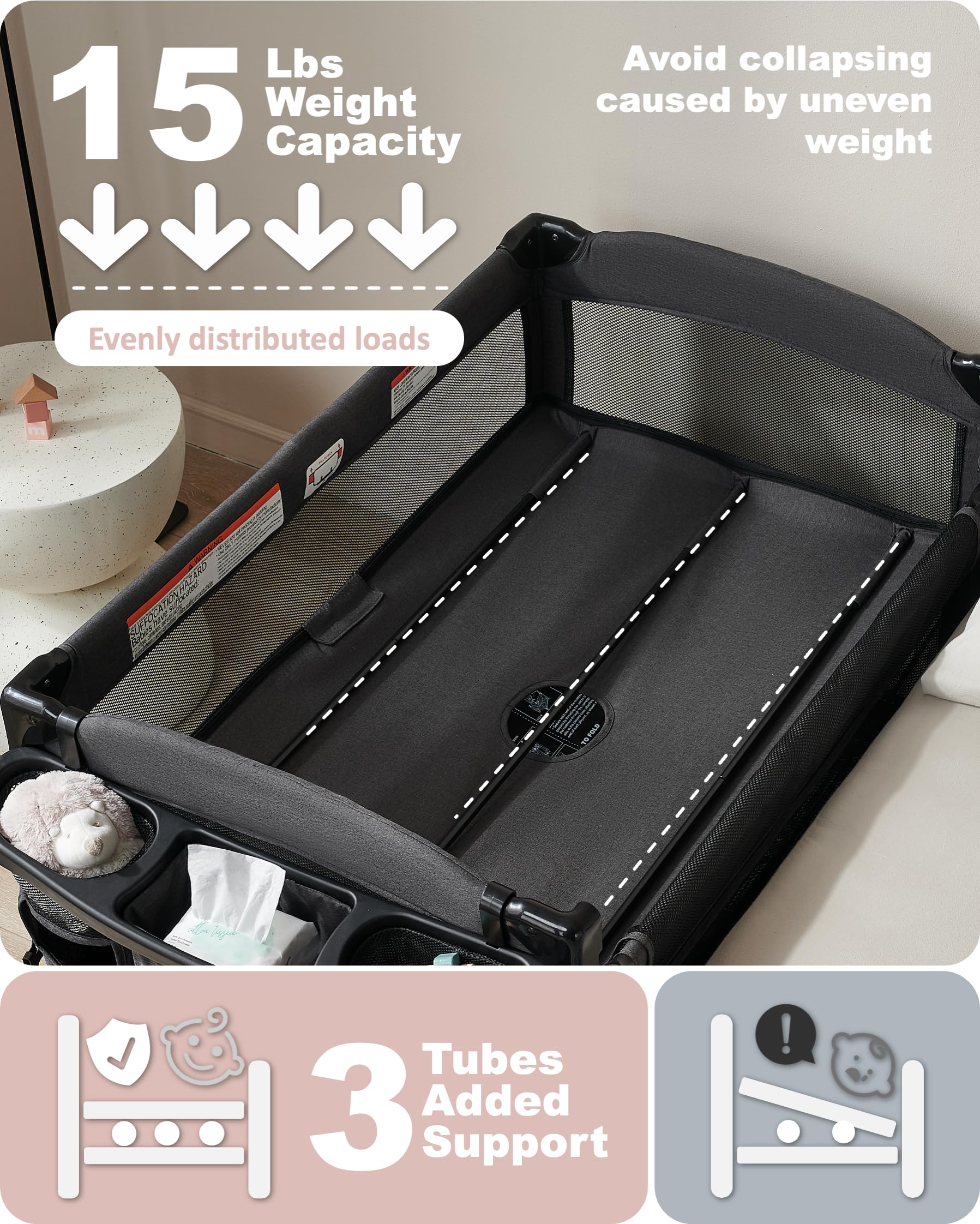 AirClub bassinet to playard conversion showing versatile growth.