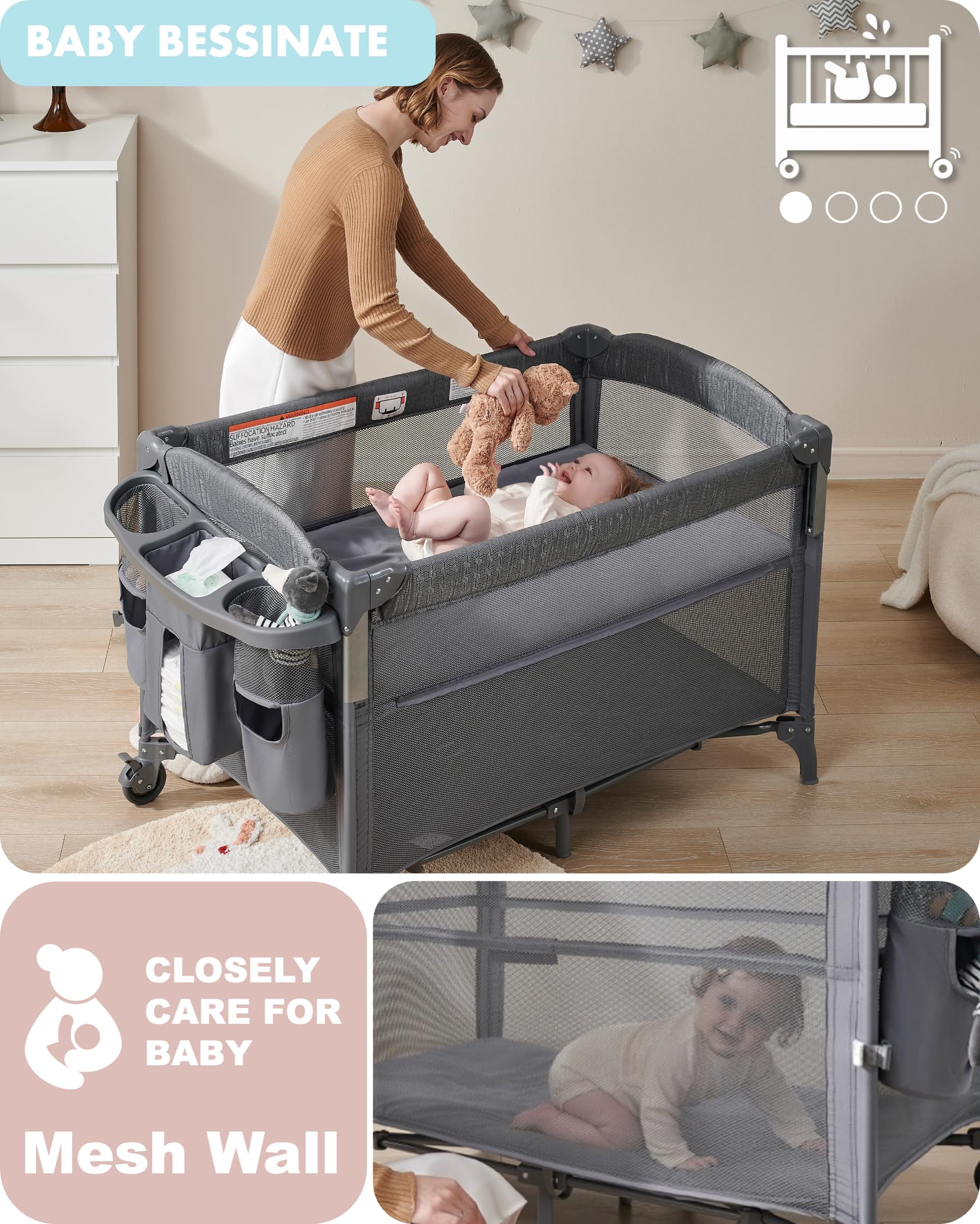 AirClub 4 in 1 crib-to-playard transition for growing baby.