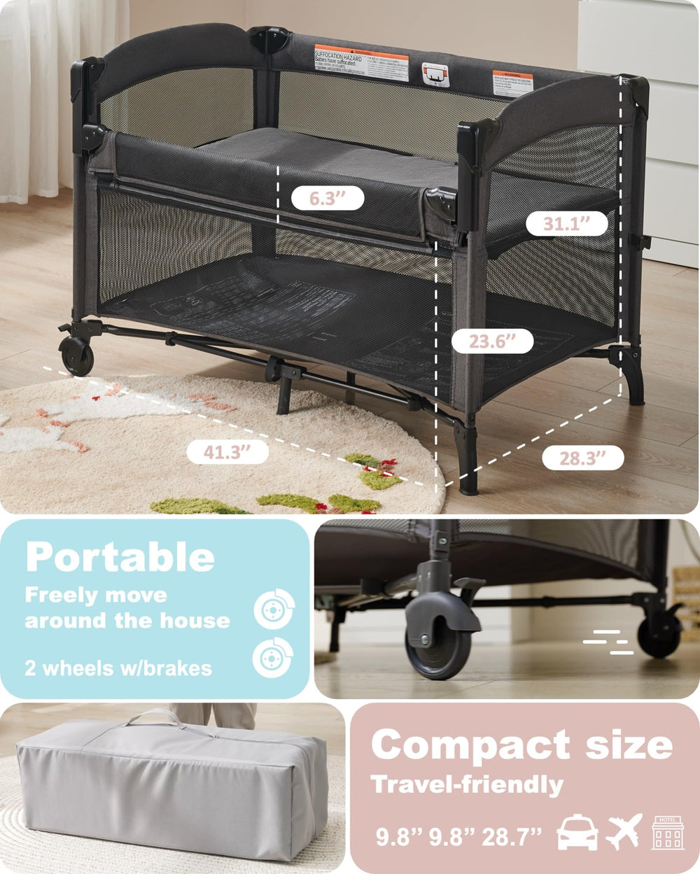 AirClub foldable mattress pad provides safe support for baby.