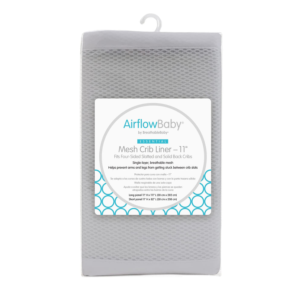 AirflowBaby breathable mesh liner on crib wide view for safer, breathable coverage