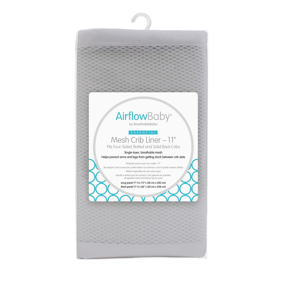 AirflowBaby breathable mesh liner on crib wide view for safer, breathable coverage
