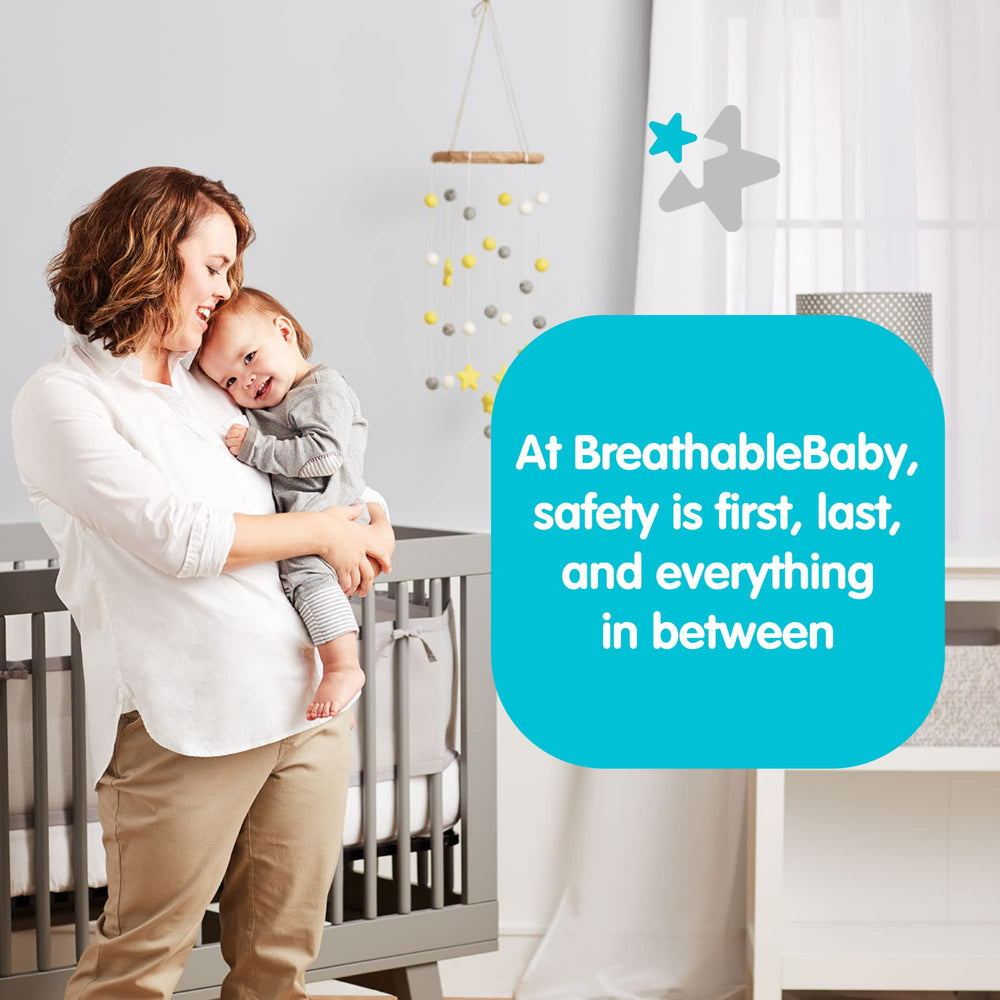 AirflowBaby mesh liner demonstrates four-sided crib fit for versatile setup and quick installation.