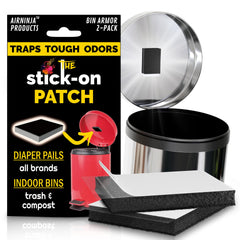 AIRNINJA trash can deodorizer stick-on lid for continuous odor control.