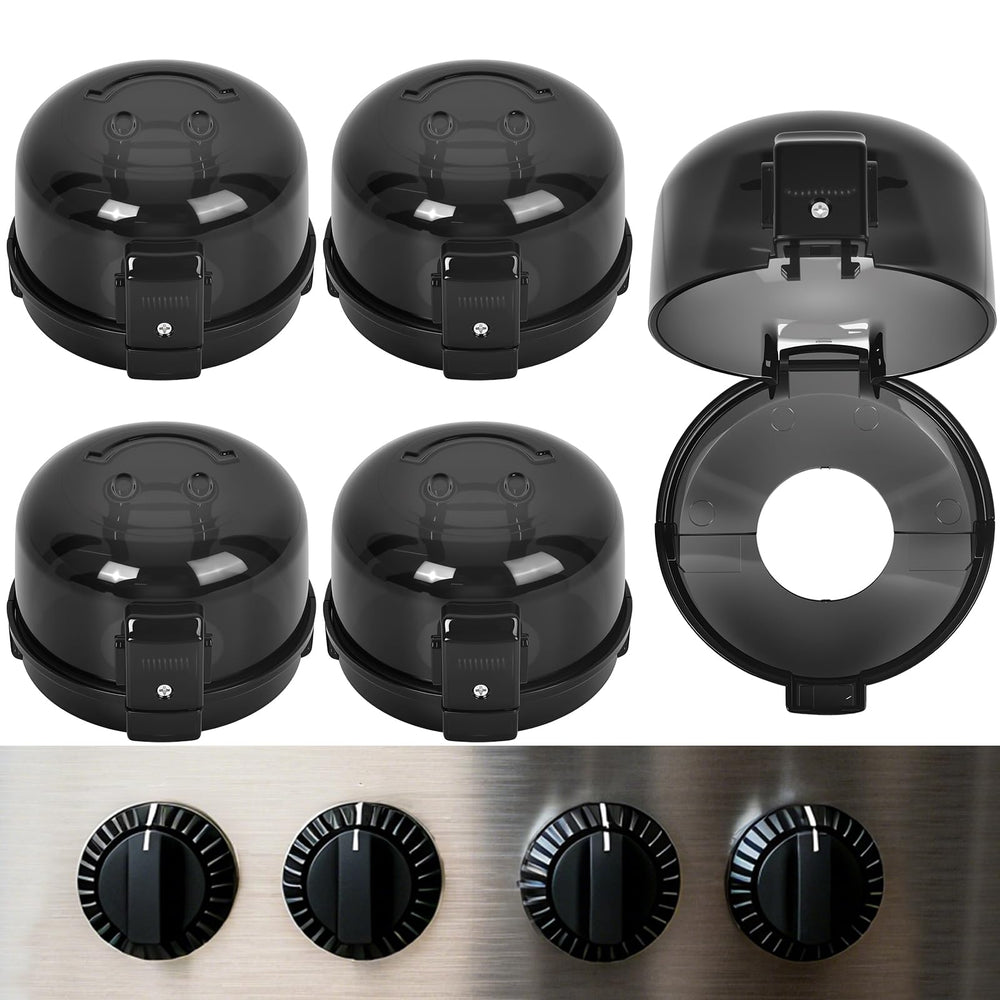 AirShooter stove knob covers packaging showing child-safety solution