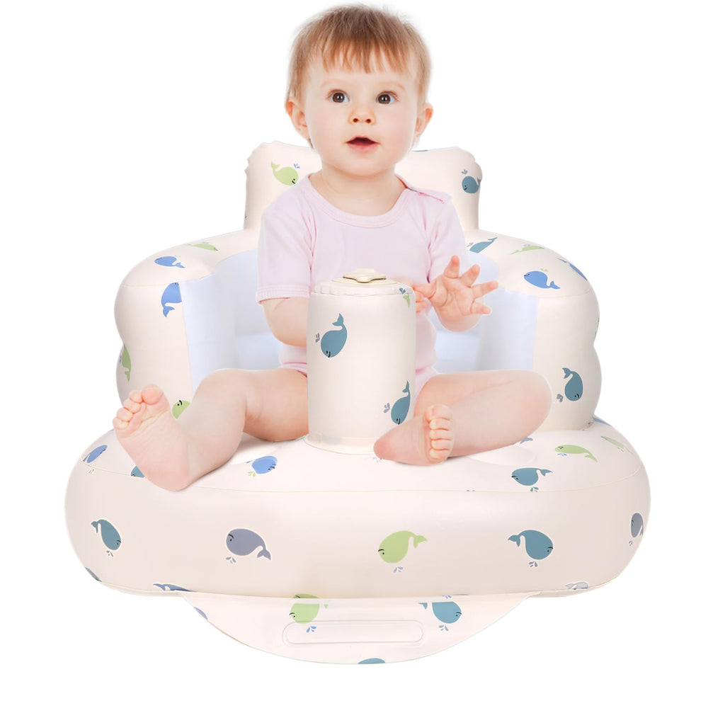 AirSwim inflatable baby chair at the beach offers portable seating.