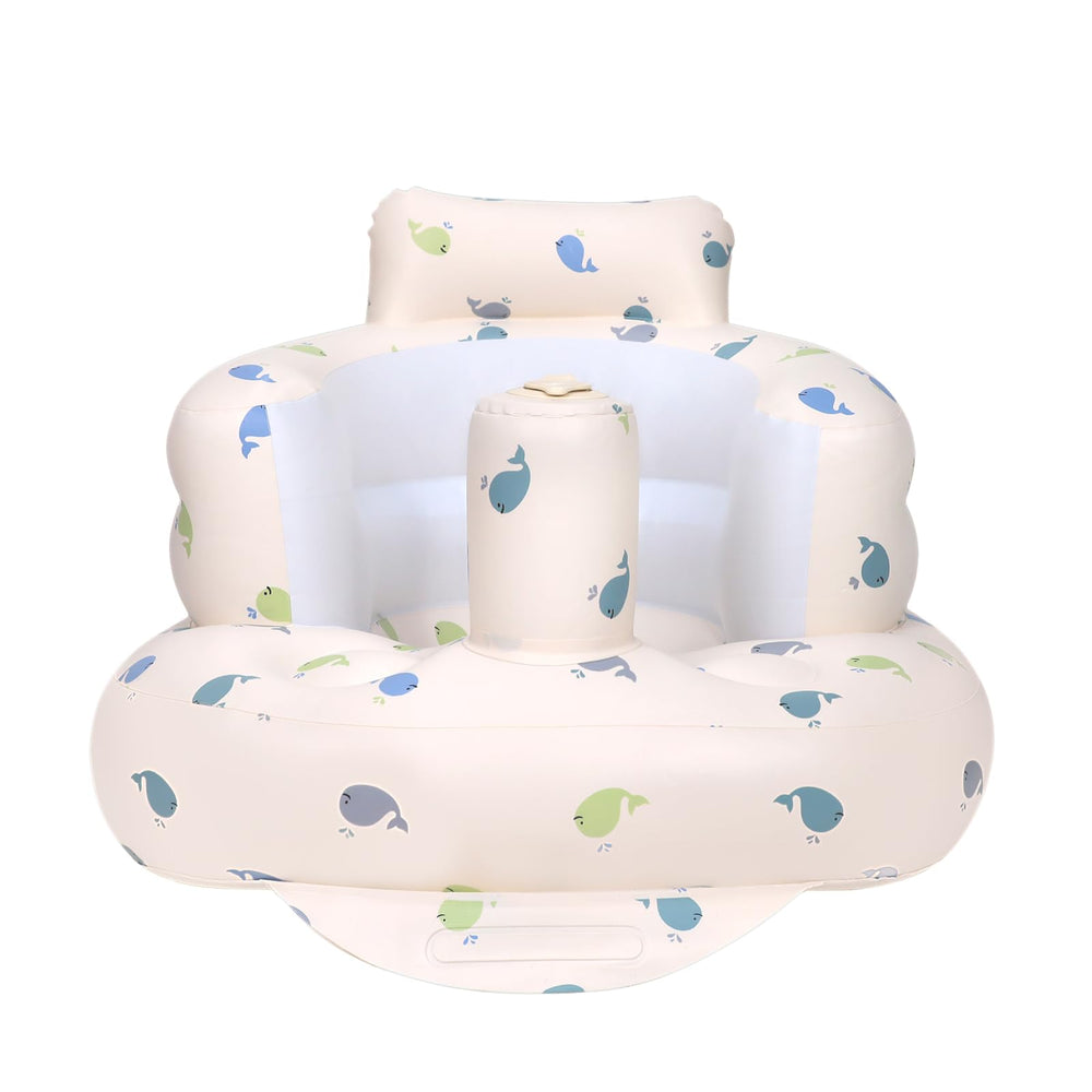 AirSwim inflatable baby chair front view shows supportive backrest for learning to sit.