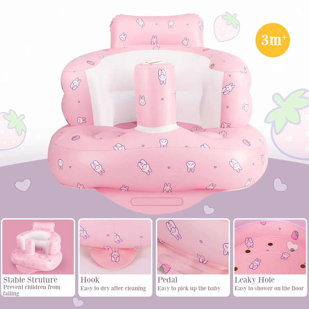AirSwim inflatable baby chair side view highlights portable design for on-the-go use.