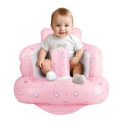 AirSwim inflatable baby chair with strawberry pattern side view showing stable back support for learning to sit.