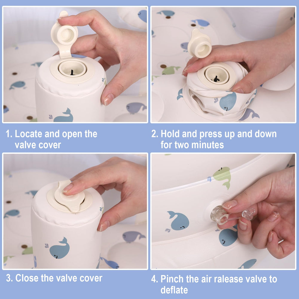 AirSwim inflatable baby chair wrap-around design cradles baby.
