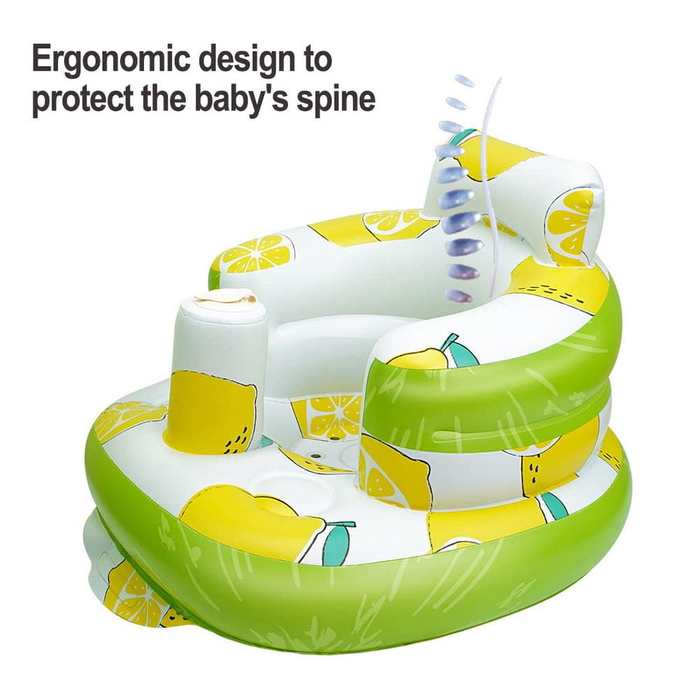 AirSwim inflatable baby seat built-in pump enables easy setup and quick inflation.