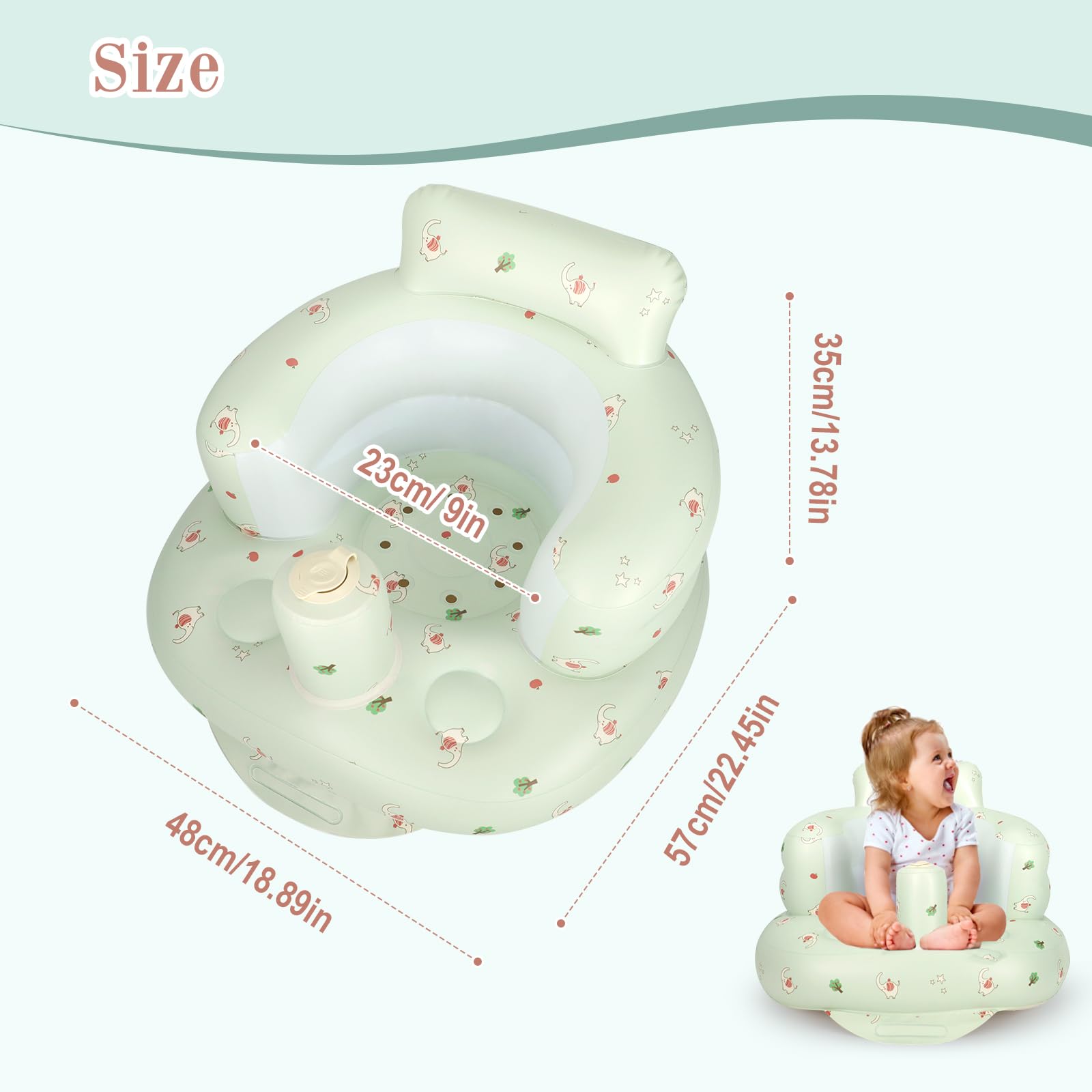 AirSwim inflatable baby seat with built-in pump for quick inflation