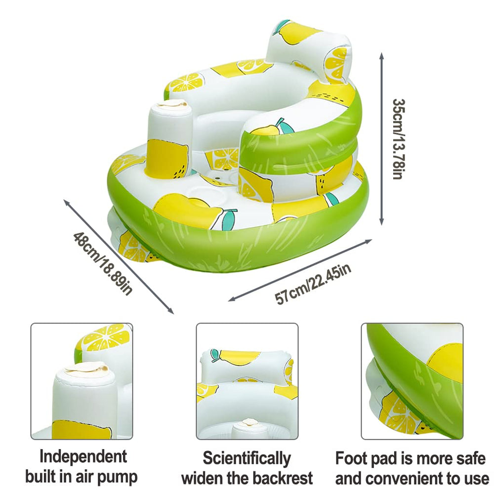 AirSwim inflatable baby seat on-couch use for home lounging.