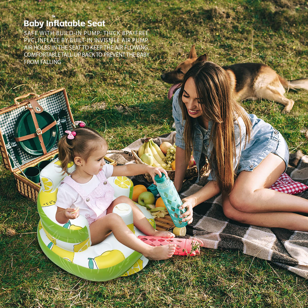 AirSwim inflatable baby seat outdoor camping and travel-friendly setup.